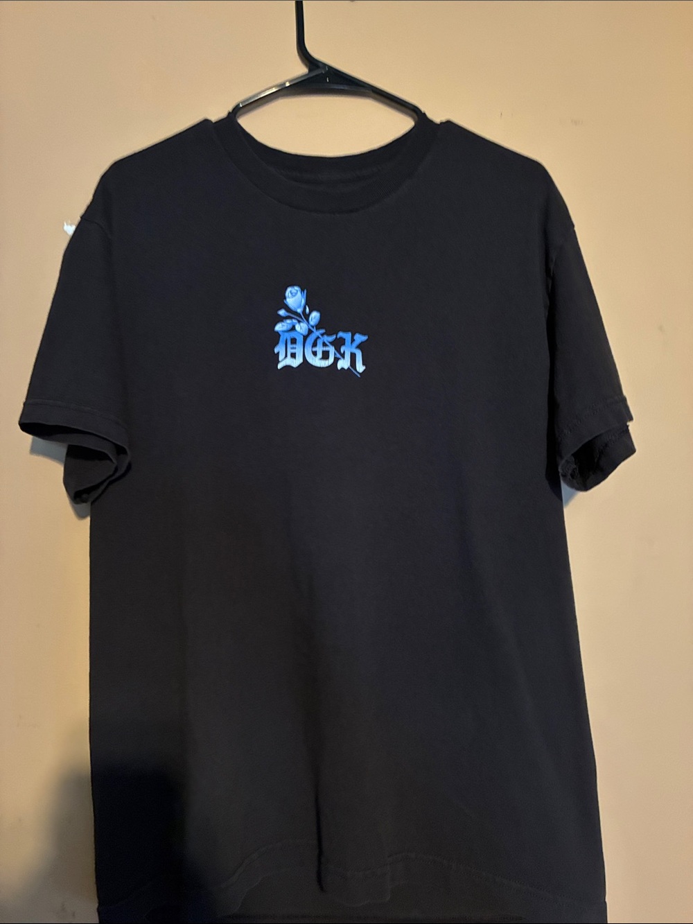 DGK Black Tee with Blue Rose Logo